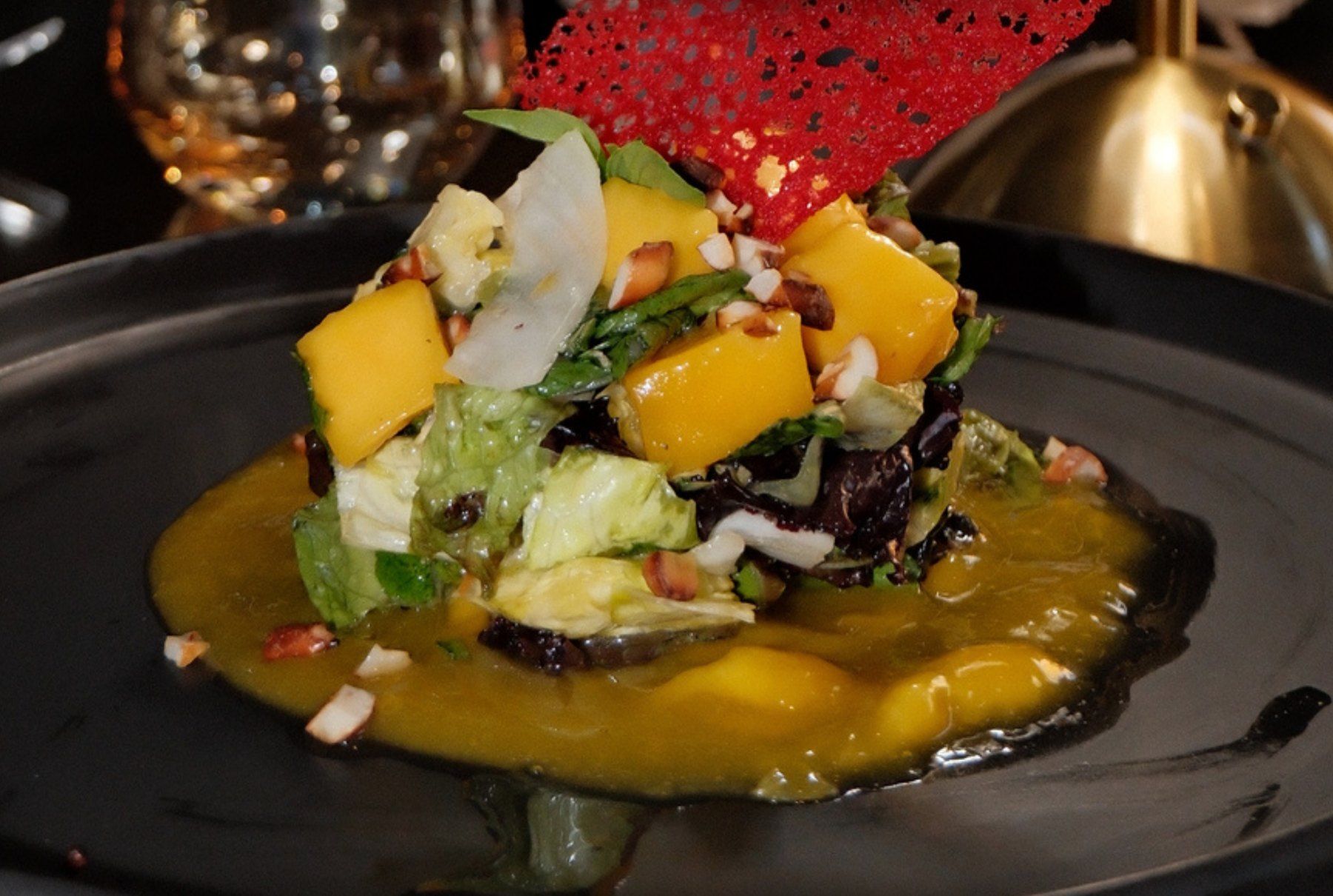 Mango Sunfire Salad with greens and mango