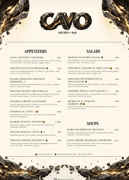 Food menu, printed page 1 of 4